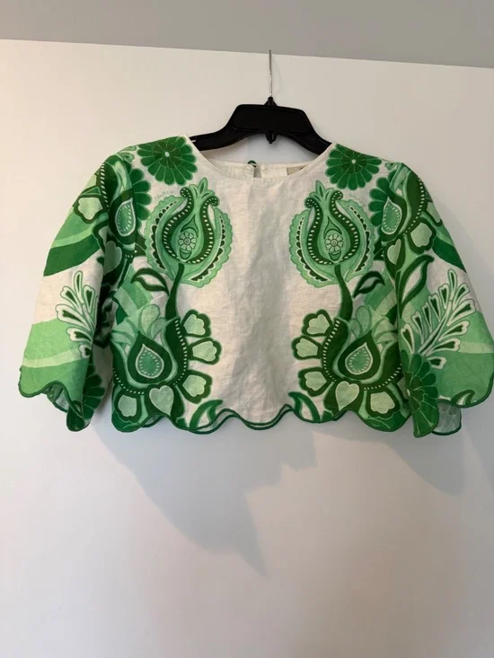 Farm Rio Festival Green Midi Skirt & Blouse - Picture 8 of 16